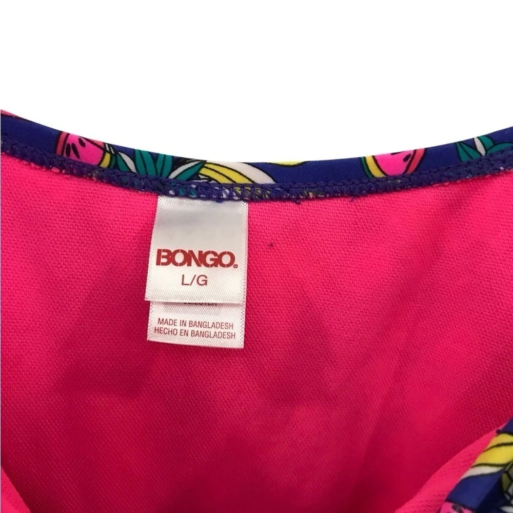 BONGO Women’s Large  One Piece Swimsuit - Blue and Pink Fruit